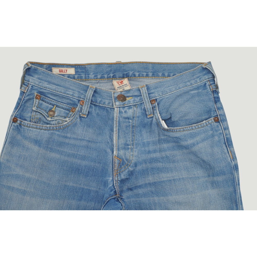 True Religion Billy Mens 29 Straight Leg Jeans Y2K Button Fly Flap Pockets - Picture 3 of 6